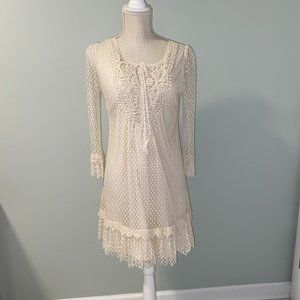 Ivory Lace & Ruffle Boutique Dress BOHO